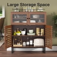 thumbnail image 2 of VEANERWOOD Sideboard Buffet Cabinet, Modern Farmhouse Coffee Bar Cabinet with Glass and Louvered Door, Wood Kitchen Table with Adjustable Shelves for Kitchen, Dining Room, 2 of 8