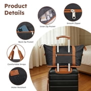 Gowill 6 Piece Luggage Sets,13/20/24/28 inch Hardside Lightweight ABS Suitcase With Expandable Duffle Bag (Black Tan)