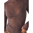 thumbnail image 6 of Women T-shirt, Long Sleeve Turtleneck Swiss Dots See-through Slim Fit Sheer Tops Clubwear, 6 of 7