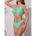 thumbnail image 2 of DARING DIVA Women's Lace Up Decoration Push Up Bikini Sets Medium Mint Green, 2 of 6