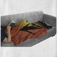 thumbnail image 5 of Silhouette Soft Flannel Fleece Blanket, Happy Family Shade Sun Background on Meadow Sunset Scene Graphic, Cozy Plush for Indoor and Outdoor Use, 60" x 80", Dark Peach Charcoal Grey, by Ambesonne, 5 of 5