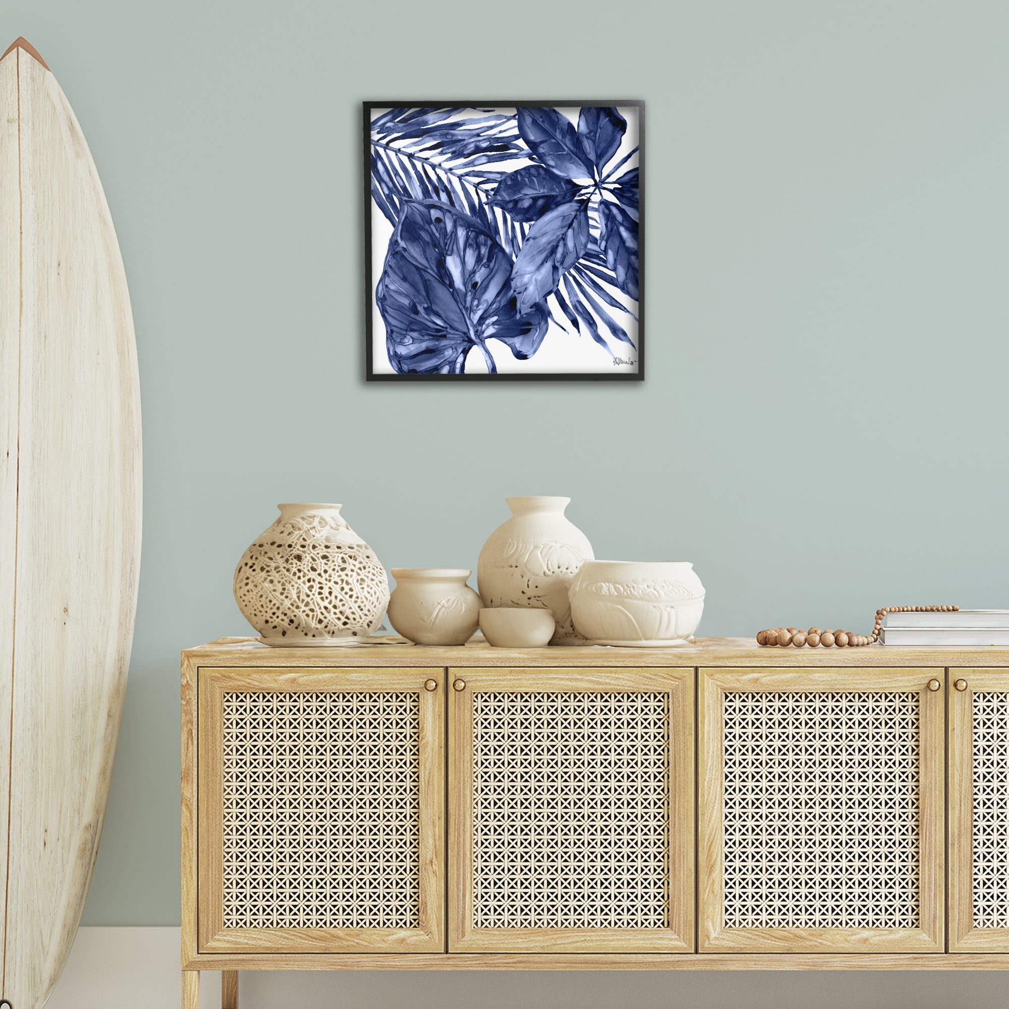 Stupell Industries Hued Plant Fronds Botanical & Floral Painting Black Framed Art Print Wall Art, 24 x 24