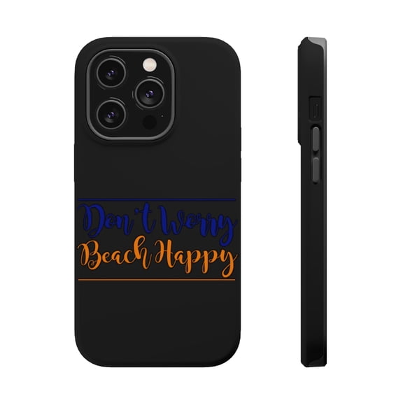 DistinctInk Tough Case for Apple iPhone 15 PRO (6.1" Screen), Compatible with MagSafe Charging - Don't Worry, BEACH Happy