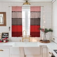 thumbnail image 3 of Sheer Curtain 63 Inch Length 2 Panels Light Filtering Window Curtain Farmhouse Rustic Wood Texture Sheer Voile Curtains Rod Pocket Window Treatment for Kitchen Living Room Red Brown, 3 of 9