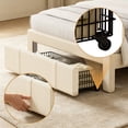 thumbnail image 5 of UHOMEPRO Full Size Bed Frame with Storage Headboard and Drawer, Corduroy Platform Bed Frame with Charging Station, LED Lights, No Box Spring Needed, Noise Free, White, 5 of 8