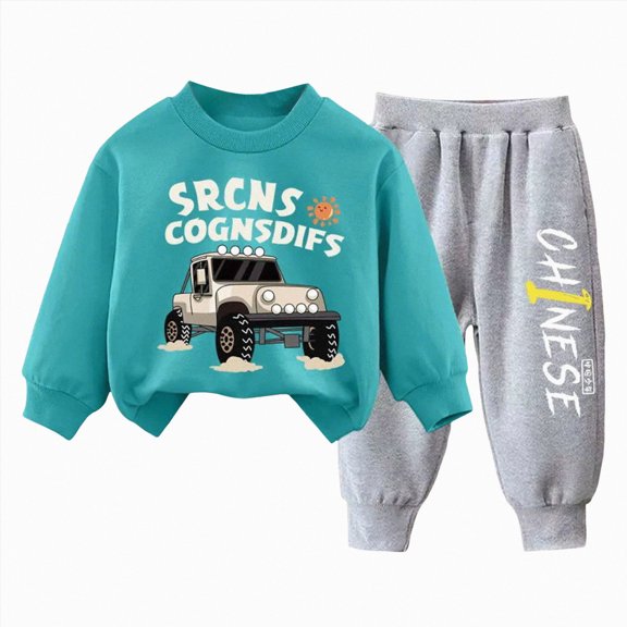Boys Clothes Boy Outfits 2-Piece Long Sleeve and Pants Boys Fall Winter Clothes(Light Blue,12-18 Months)