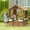Brown, variant on Outsunny Kids Wooden Playhouse, Outdoor Garden Games Cottage with Flowers Pot Holder, Working Door, Windows, 47" x 38" x 54", Brown