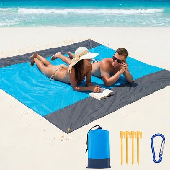 BUSATIA Beach Blanket,Waterproof Sandproof Beach Mat,Outdoor Quick Drying Picnic Mat Large 4-7 Persons,78''x82''Oversized Lightweight Blanket for Travel,Camping,Hiking