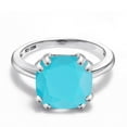 thumbnail image 3 of Gem Stone King 3.00 Cttw 10MM Cushion Green Turquoise 925 Sterling Silver Ring for Women | Gemstone Birthstone | Available in Size 5, 6, 7, 8, 9, 3 of 6