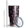 thumbnail image 2 of 30oz Breast Cancer Tumblers Stainless Steel Tumbler with Lid and Straw,Vacuum Insulated Double Wall Travel Tumbler Cups Mug with Cleaning Brush for Coffee,Tea, 2 of 7
