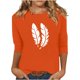 thumbnail image 2 of Heisall Women's Spring Autumn Tops 3/4 Sleeve Round Neck Casual Fashion Blouses Orange Festival Print Shirts, 2 of 4