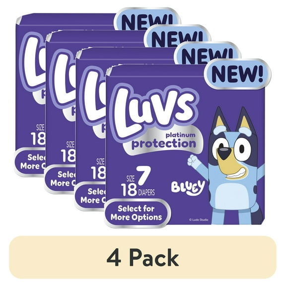(4 pack) Luvs Platinum Protection Baby Diapers, Size 7 (41+ lbs), 18 Count