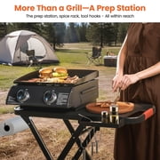 2-Burner Portable Propane Gas Griddle – 20,000 BTU Flat Top Grill for Outdoor Cooking, Camping, Tailgating, and Backyard BBQs