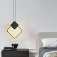 thumbnail image 4 of Black Dimmable LED Pendant Light Fixture, Minimalist Nordic Style Modern Decorative Pendant Lighting, Simple Geometric Shape Hanging Lamp, Adjustable Height Ceiling Chandelier for Bedside Bar Counter, 4 of 7