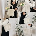 thumbnail image 4 of Miangastore Portable Beach Bag Cotton Thread Hand Crocheted Bag Handmade Shoulder Bag Large Capacity Messenger Bag 1 Set Beige, 4 of 9