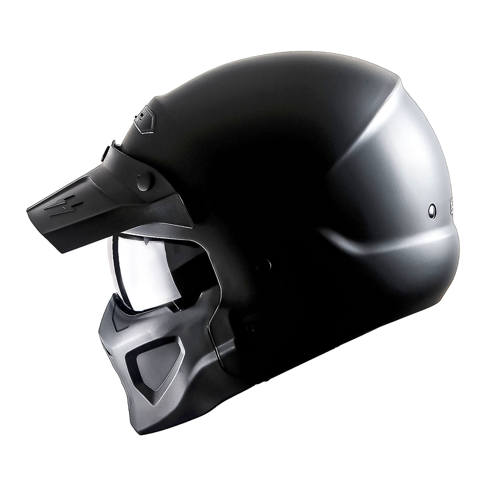 1Storm Motorcycle Full Face Helmet Open Face Helmet with Smoked Shield (Detachable Visor & Face Mask): HKY881S-E Matt Black