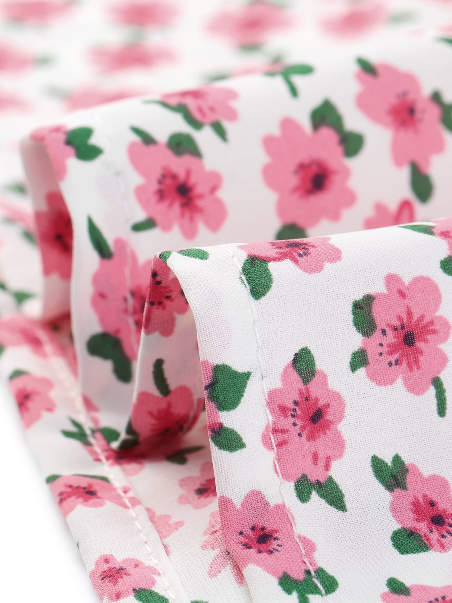 Unique Bargains Women's Plus Size V Neck Button Short Sleeve Floral Shirts 3X Pink