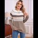 thumbnail image 5 of Suéter Vintage Informal para Mujer, Jersey de Punto con Mangas Raglán y Cuello Redondo, Top Cálido y Cómodo para Otoño. Caqui XL, 5 of 10