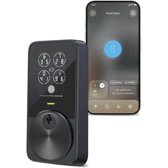 Restored PIN Genie Pro Zeno Series Keypad Deadbolt, Matte Black (Refurbished)