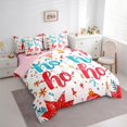thumbnail image 3 of Feelyou Christmas Party Bedding Comforter Set 7pcs, Red Flower Floral King Bedding Sets, Cartoon Stars Print Reversible Bed Sheets, Super Cozy Room Decor, 3 of 7