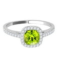 thumbnail image 2 of Mauli Jewels 1.15 CT Natural Peridot & Diamond Ring in 10K Rose White & Yellow Gold | Cushion Cut Center Stone | Prong Set Bridal Ring for Women, 2 of 7