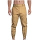 thumbnail image 1 of Pantalones cargo de algodón para hombre, de longitud completa, informales, de color liso, con bolsillos y cintura elástica, con cremallera en la pierna, 1 of 6