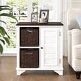 thumbnail image 5 of iooHug modern bedside table also serves as a side table and comes with two woven grass baskets, suitable for both bedrooms and living rooms.(White), 5 of 7