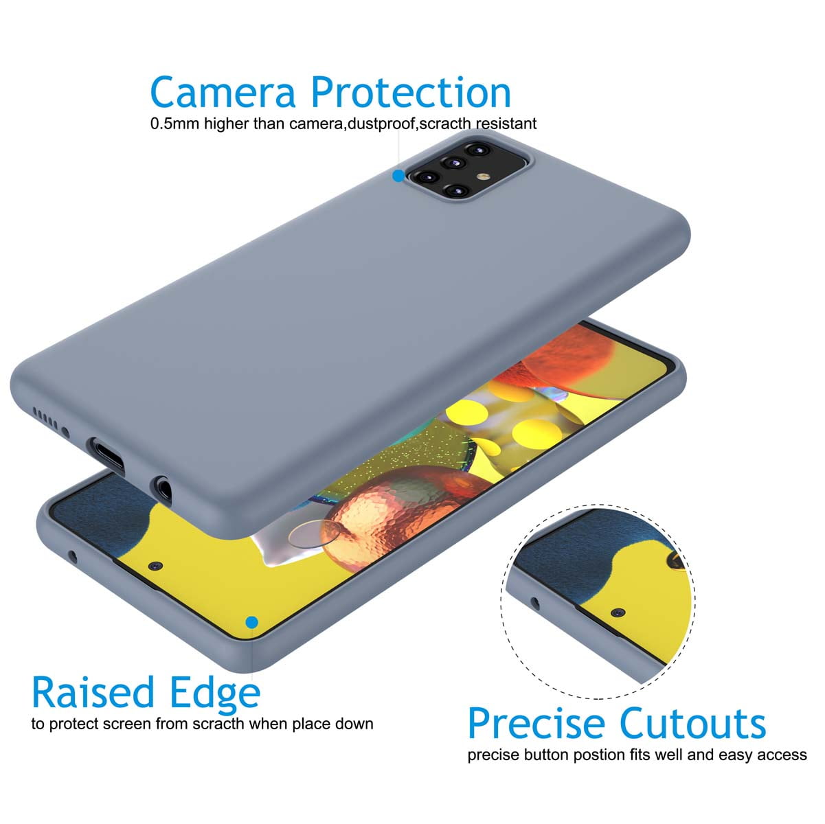 Cell Phone Cases for Galaxy A51 5G, Njjex Liquid Silicone Gel
