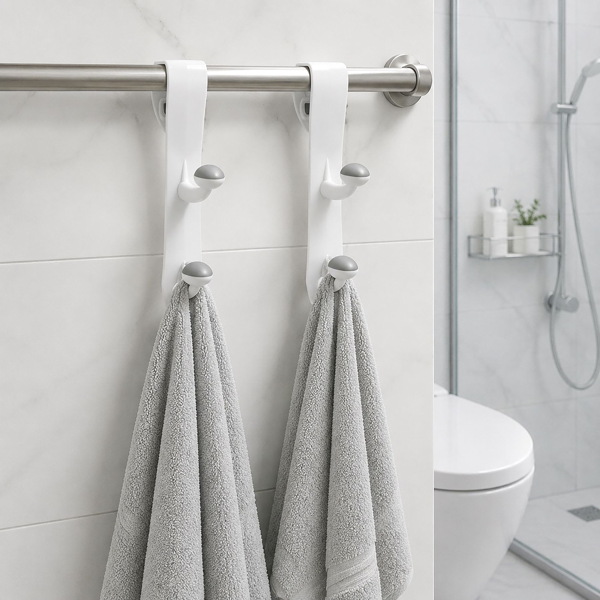 Mainstays Over-the-Door Non-Slip Hooks, 2-Pack, White photo 8