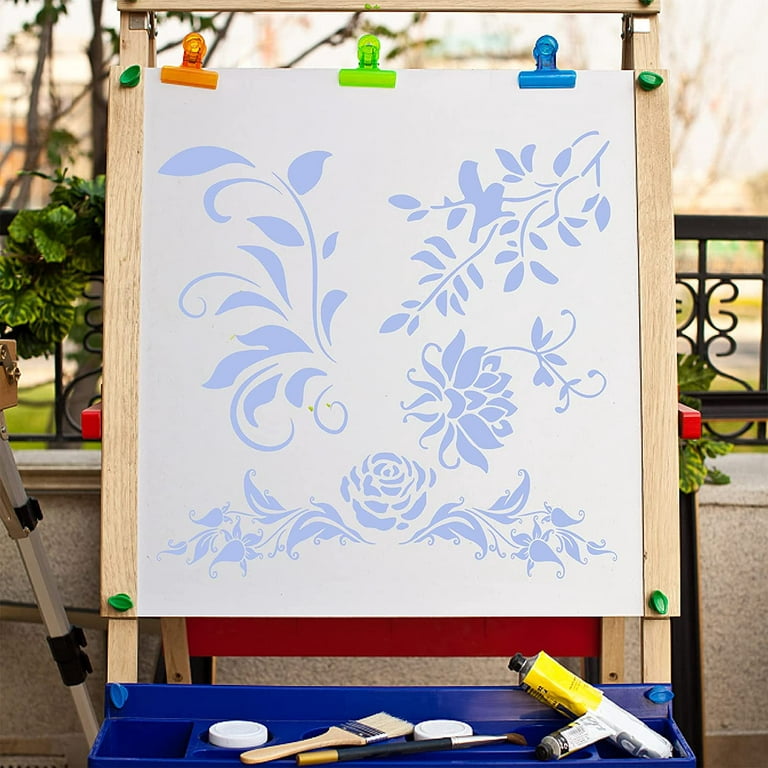 Large Flower Stencils for Painting Floral Leaf Stencil Rose Vine Background  Template Paint Stencils for Painting on Wood Burning Art Craft Canvas