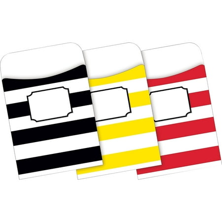 UPC: 0704068012462 | Barker Creek Wide Stripes Peel & Stick Library Pockets 30 Pieces Per Pack (BC1246)