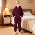 thumbnail image 4 of XAOFW Girls Romper Long Sleeve Zip Up Fuzzy Thickened Pajama Cozy Lined Jumpsuit Toddler Kids Fall Winter Casual Soft Cozy Onesie, 4 of 7