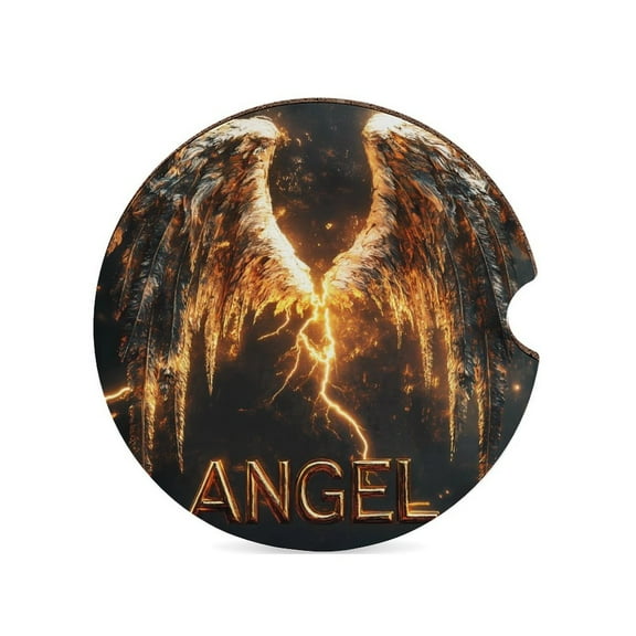 Angel Wings Car Coasters for Drinks with A Finger Notch for Easy Removal Cup Holder Coaster Cute Car Interior Accessories 1PCS