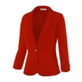 thumbnail image 2 of Doublju Women's Casual One Button Blazer with Shirring Long Sleeve, 2 of 4