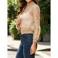 thumbnail image 3 of Women's Crop Mesh Sheer Bomber Jackets Lightweight Long Sleeve Zip Up Jacket Outwear, 3 of 6