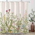 thumbnail image 3 of Sage Green Botanical Shower Curtain, Pretty Wildflower Herbs Plant Leaves Fabric Decorative Shower Curtains with 12 Hooks for Bathroom 72 ×72 Inch, 3 of 6