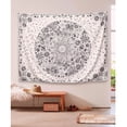 thumbnail image 5 of Bohemian Tapestry Wall Hanging White Floral Tapestry with Dotted Daisy Medallion Print for Bedroom Home Decor, 50×60 in, 5 of 5