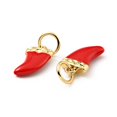 thumbnail image 2 of Brass Enamel Charms with Jump Rings Cadmium Free & Lead Free Real 18K Gold Plated Scabbard/Tusk Shape Red 14.5mm Hole: 3.3mm, 2 of 2