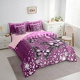 thumbnail image 3 of Manfei Kawaii Butterflies 7-Piece Twin Bedding Sets,Pink Sequin Print Bedding Comforter Set,Sliver Diamond Sheet Sets For Girls Boys,Ultra Soft Home Decor Reversible, 3 of 8
