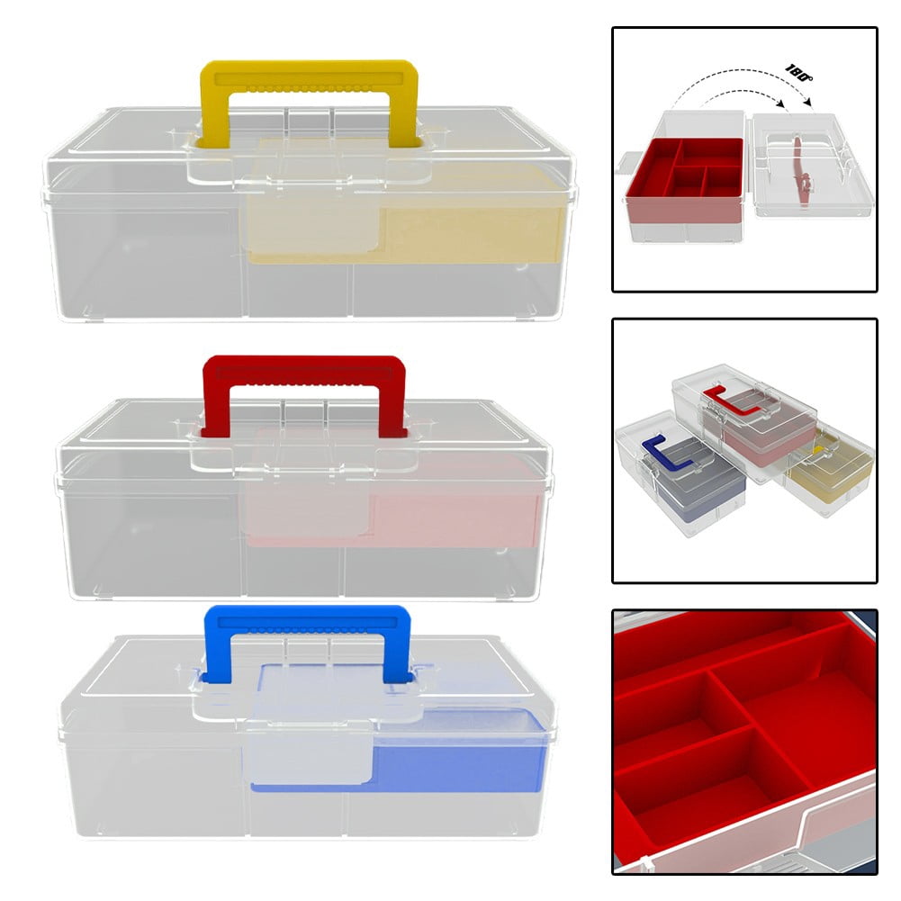 Versatile Fishing Tackle Box with Handle Divider Tray Transparent Lure Storage Container for Anglers