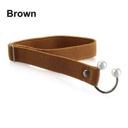 

Women Lazy Shoelace Locking High Heels Shoe Accessories Ankle Tie Band U-shaped Pearl Bundle Shoelace Anti-skid Straps BROWN