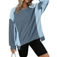 thumbnail image 2 of biudgviw Sweatshirt for Women Casual Loose Long Sleeve Round Neck Oversized Tops Color Block Fall Fashion Clothes, 2 of 7