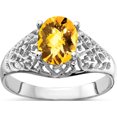 thumbnail image 1 of 14K White Gold 8X6mm Oval Citrine Checker Ring (Size 6) Made In United States y4697cc, 1 of 5