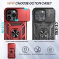 thumbnail image 3 of for iPhone 14 Pro Case with Screen Protector - Slide Camera Cover Phone Case with Ring Stand, Heavy Duty Military Grade Shockproof Rugged Bumper for iPhone 14 Pro Accessories Red, 3 of 13