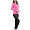 thumbnail image 4 of Dgankt 2 Piece Sets for Women Casual Loose Solid Color Round Neck Long Sleeve with Chest Pad Trousers Home Wear Set,Size M-2XL, 4 of 8