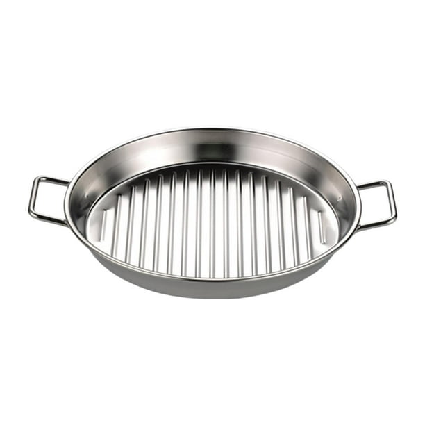 Bandeja de acero inoxidable para servir redonda decorativa y versátil con doble Plata S