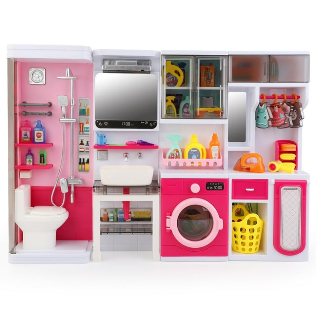 Miniset de baño para muñecas Liberty Imports, luces y sonidos 4 en 1