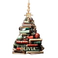 thumbnail image 3 of Xiwaer Christmas Tree Shape Bookshelf Pendant, Hanging Sleigh Pendants, Personalized Stack Of Book Tree And Sled Ornament, For Christmas Keepsake Gift 2D P, 3 of 9