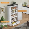 thumbnail image 5 of Kitchen Pantry Storage Cabinet, Farmhouse Tall Kitchen Storage Cabinet with 2 Barn Doors & Drawer, Line Cabinets, Wood Versatile Cabinets for Dining Room, Bathroom, Utility Room, White, 5 of 9