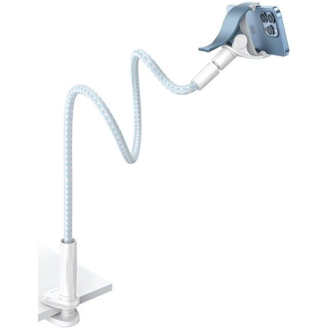 Soporte de teléfono Aomiker con cuello de cisne para cama, 97 cm, flexible, blanco